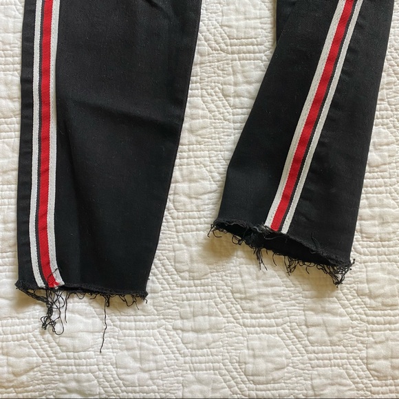Zara high waist black skinny jeans with red stripe - Picture 4 of 6
